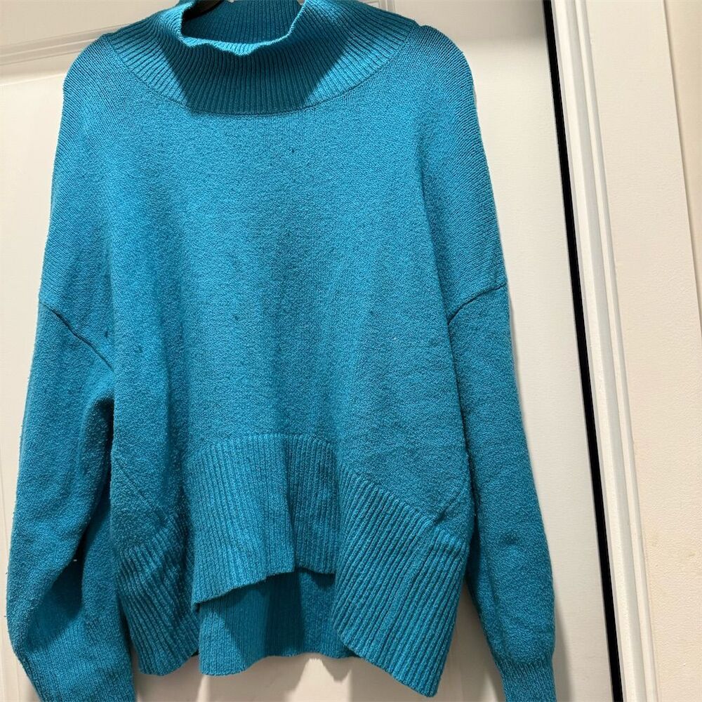 A New Day Women's 2XL Aqua Blue Mock Neck Pullover Sweater